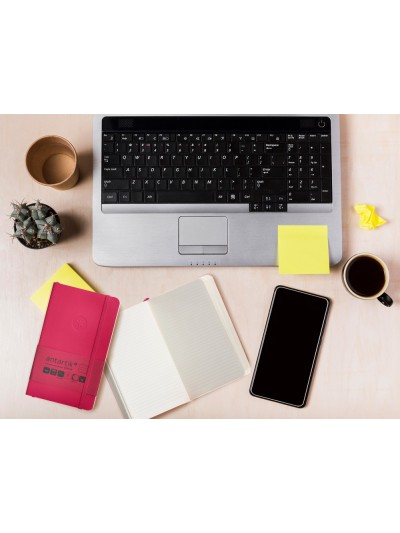 Cuaderno con gomilla antartik notes tapa blanda a6 rayas burdeos 100 hojas 80 gr fsc