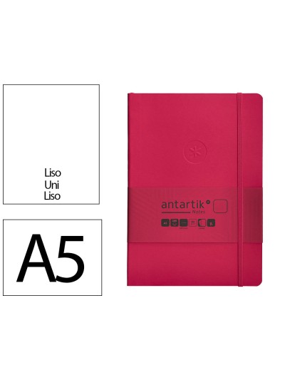 Cuaderno con gomilla antartik notes tapa blanda a5 hojas lisas burdeos 80 hojas 80 gr fsc