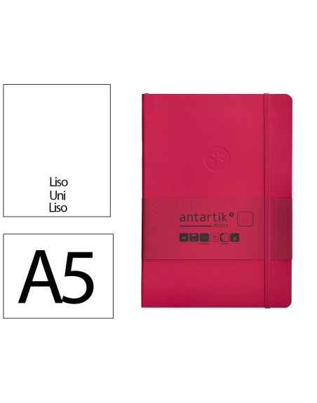 Cuaderno con gomilla antartik notes tapa blanda a5 hojas lisas burdeos 80 hojas 80 gr fsc