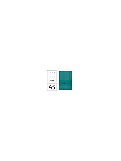 Cuaderno con gomilla antartik notes tapa blanda a5 hojas puntos verde aguamarina 80 hojas 80 gr fsc