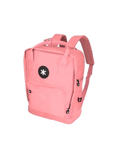 Cartera antartik mochila 2 asas y bolsillos exteriores coral 300x115x390 mm