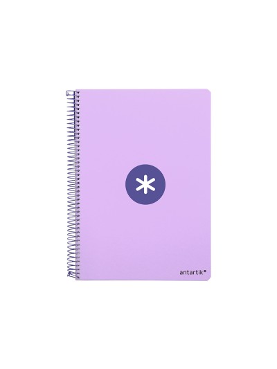 Cuaderno espiral antartik a4 micro tapa dura 80h 100 gr cuadro 5 mm sin bandas 4 taladros color lavanda