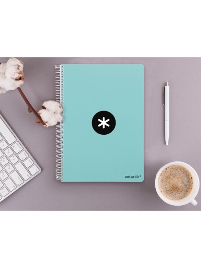 Cuaderno espiral antartik a4 micro tapa dura 80h 100 gr cuadro 5mm sin bandas 4 taladros color menta