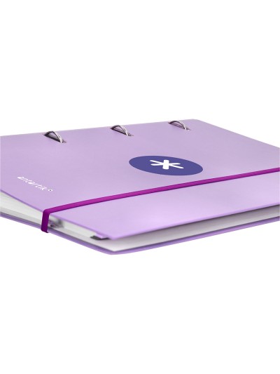 Carpeta con recambio antartik a4 cuadro 5mm forrada 4 anillas 40mm redondas con solapa color lavanda
