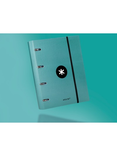 Carpeta con recambio antartik a4 cuadro 5mm forrada 4 anillas 40mm redondas con solapa color menta