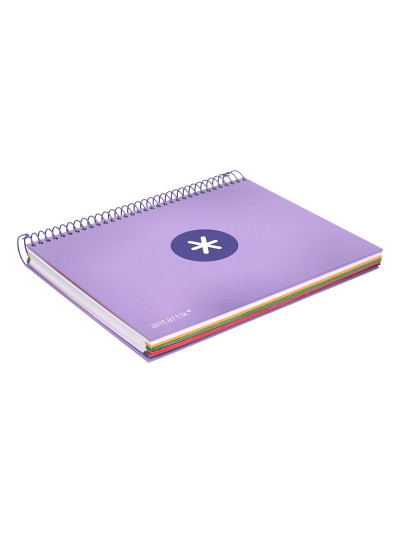 Cuaderno espiral a5 micro antartik tapa forrada120h 90 gr cuadro 5mm 5 banda 6 taladros color lavanda