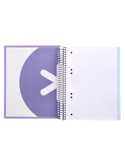 Cuaderno espiral a5 micro antartik tapa forrada120h 90 gr cuadro 5mm 5 banda 6 taladros color lavanda