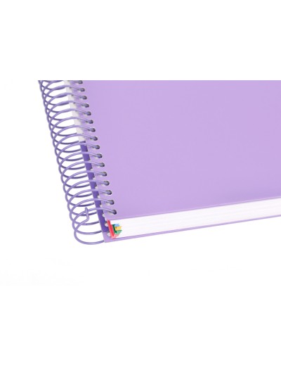 Cuaderno espiral a5 micro antartik tapa forrada120h 90 gr cuadro 5mm 5 banda 6 taladros color lavanda