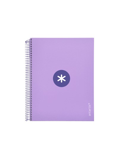 Cuaderno espiral a4 micro antartik tapa forrada 120h 90 gr cuadro 5mm 5 bandas 4 taladros color lavanda