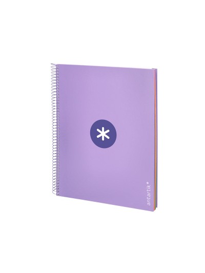 Cuaderno espiral a4 micro antartik tapa forrada 120h 90 gr cuadro 5mm 5 bandas 4 taladros color lavanda