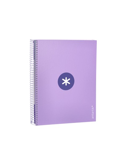 Cuaderno espiral a4 micro antartik tapa forrada 120h 90 gr cuadro 5mm 5 bandas 4 taladros color lavanda