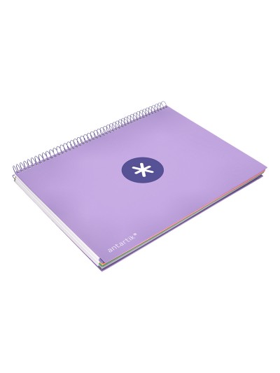 Cuaderno espiral a4 micro antartik tapa forrada 120h 90 gr cuadro 5mm 5 bandas 4 taladros color lavanda