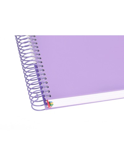 Cuaderno espiral a4 micro antartik tapa forrada 120h 90 gr cuadro 5mm 5 bandas 4 taladros color lavanda