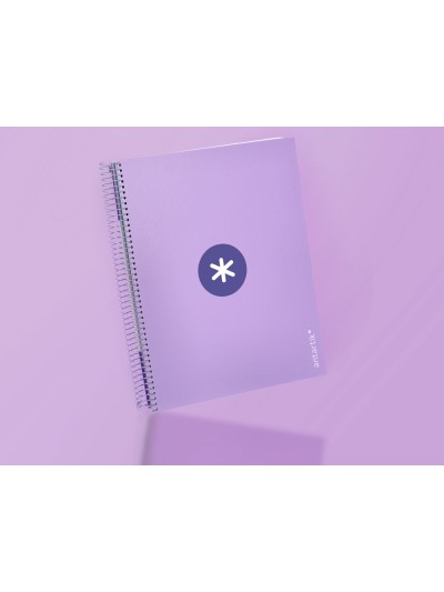 Cuaderno espiral a4 micro antartik tapa forrada 120h 90 gr cuadro 5mm 5 bandas 4 taladros color lavanda