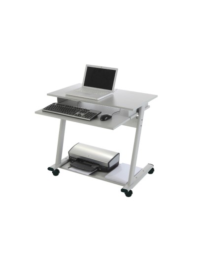 Mesa ordenador rocada rd-9100 sistema bloqueo con ruedas estructura metalica con bandeja teclado extraible