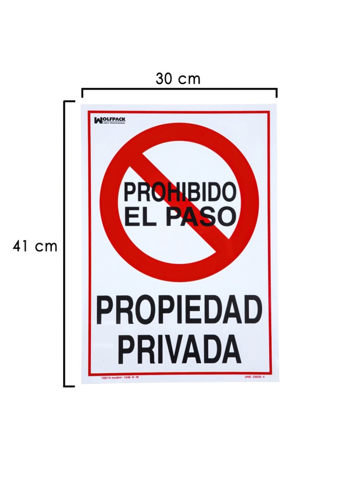 Cartel Propiedad Privada 41x30 cm.