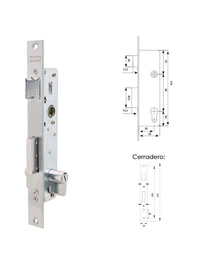 Cerradura Tesa 2210/28/ai    Sin Gancho