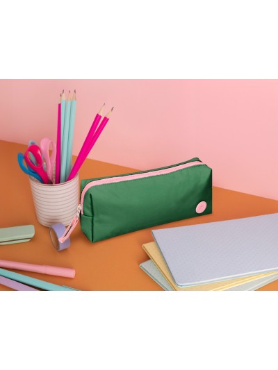Estuche portatodo antartik 1 compartimento compañero de mochila teens verde 80 x 55 x 210 mm