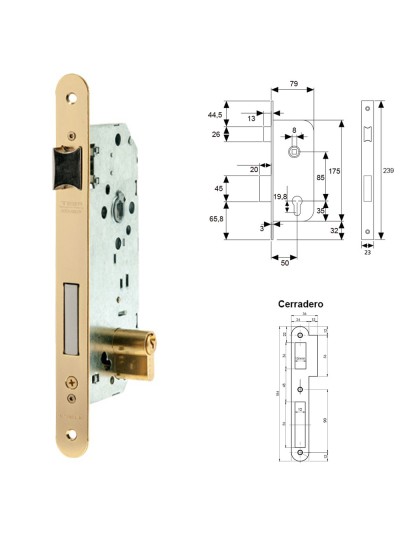 Cerradura Tesa 2030-hl/50 Canto Redondo
