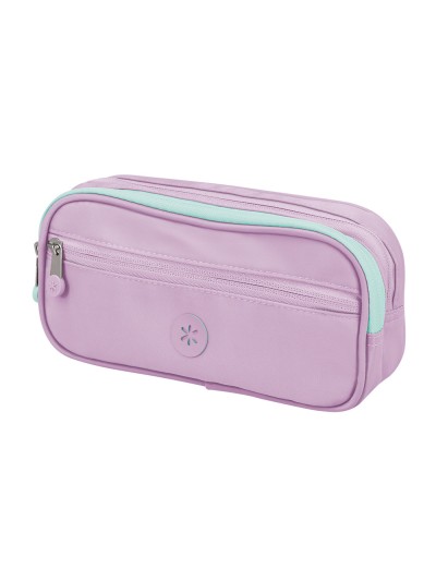 Estuche portatodo antartik 3 compartimentos compañero de mochila color morado 100 x 60 x 220 mm
