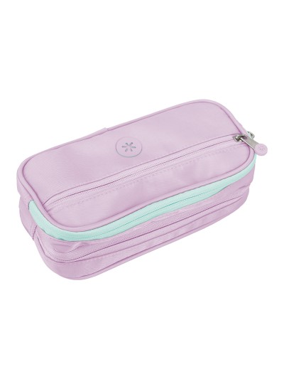 Estuche portatodo antartik 3 compartimentos compañero de mochila color morado 100 x 60 x 220 mm