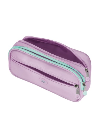 Estuche portatodo antartik 3 compartimentos compañero de mochila color morado 100 x 60 x 220 mm