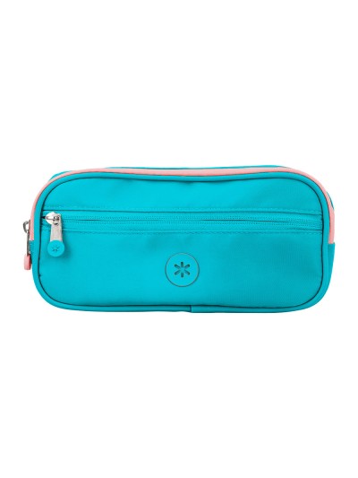 Estuche portatodo antartik 3 compartimentos compañero de mochila color azul turquesa 100 x 60 x 220 mm