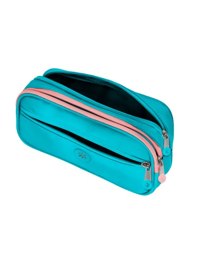 Estuche portatodo antartik 3 compartimentos compañero de mochila color azul turquesa 100 x 60 x 220 mm