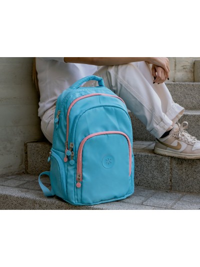 Mochila antartik multibolsillo 19l compartimento para portatil y tablet color azul turquesa 450 x 160 x 300 mm