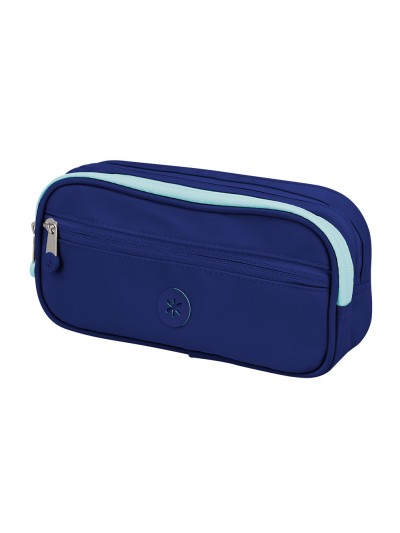 Estuche portatodo antartik 3 compartimentos compañero de mochila color azul marino 100 x 60 x 220 mm