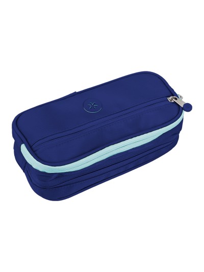 Estuche portatodo antartik 3 compartimentos compañero de mochila color azul marino 100 x 60 x 220 mm