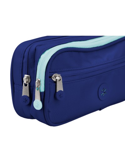 Estuche portatodo antartik 3 compartimentos compañero de mochila color azul marino 100 x 60 x 220 mm