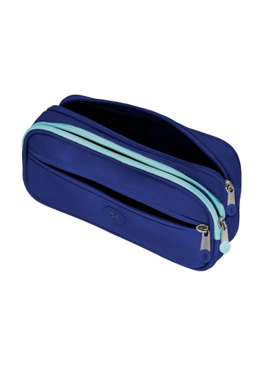 Estuche portatodo antartik 3 compartimentos compañero de mochila color azul marino 100 x 60 x 220 mm