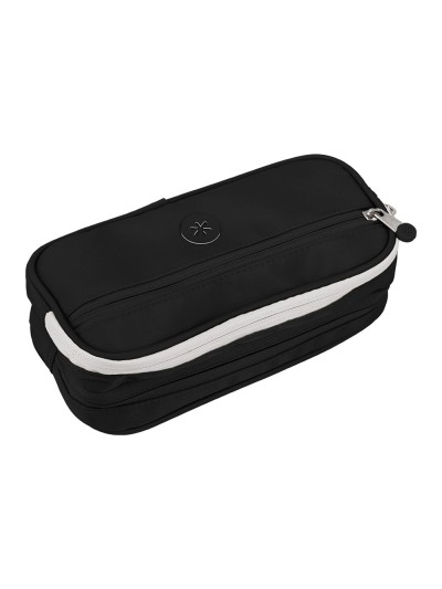 Estuche portatodo antartik 3 compartimentos compañero de mochila color negro 100 x 60 x220 mm