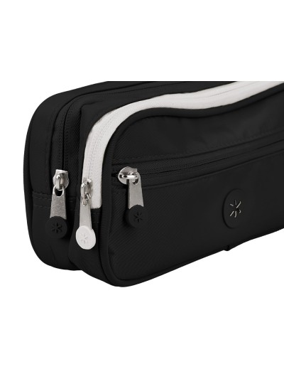 Estuche portatodo antartik 3 compartimentos compañero de mochila color negro 100 x 60 x220 mm