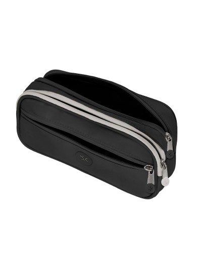 Estuche portatodo antartik 3 compartimentos compañero de mochila color negro 100 x 60 x220 mm