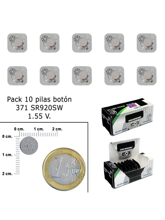 Pila Boton Oxido De Plata 371 / SR920SW (Caja 10 Pilas)