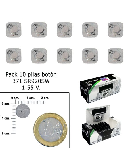 Pila Boton Oxido De Plata 371 / SR920SW (Caja 10 Pilas)
