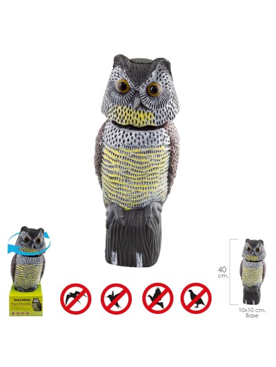 Buho Ahuyentador de Pajaros / Aves Con Cabeza Giratoria 40 cm.