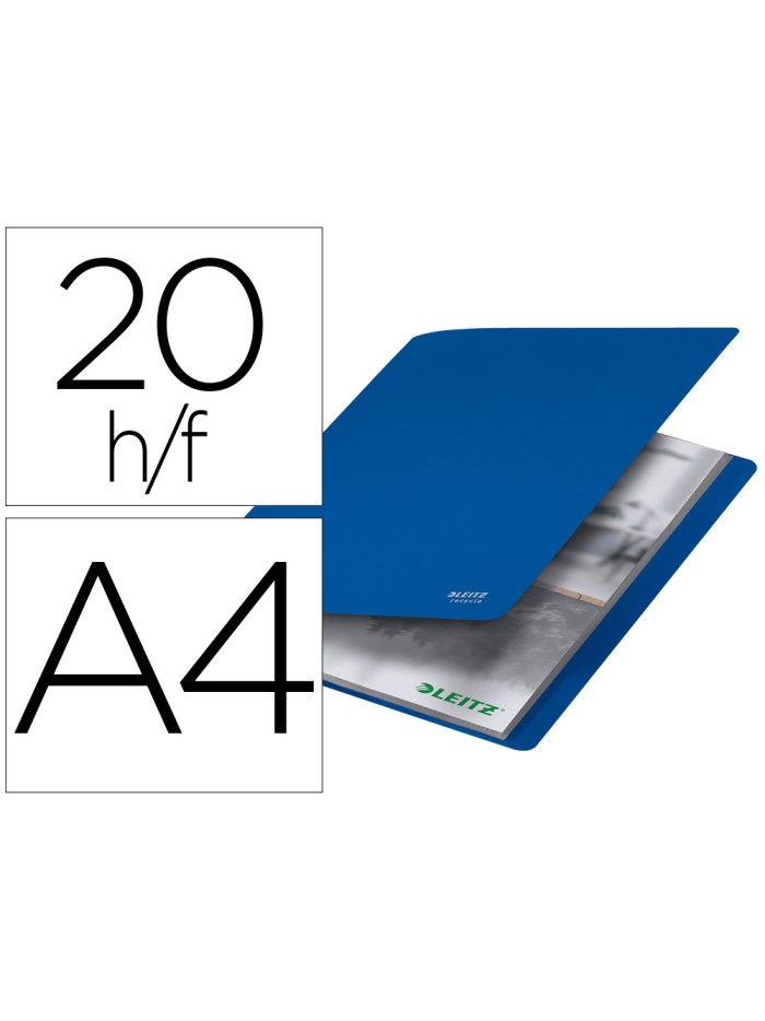 Carpeta leitz recycle escaparate din a4 20 fundas polipropileno azul