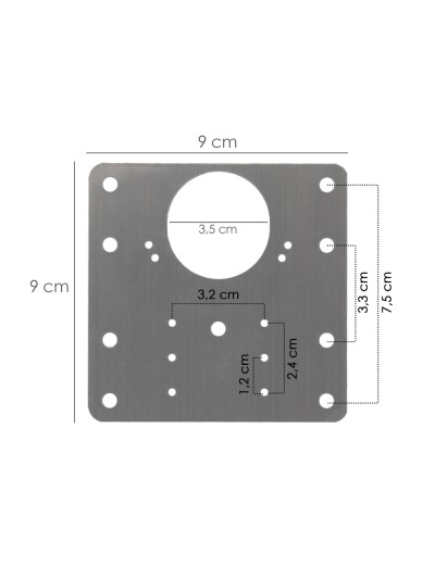 Placas de Reparacion Bisagras Cazoleta 9x9 cm. 1 piezas. Placa Repara Puertas, Placa Reparación Bisagras Mueble