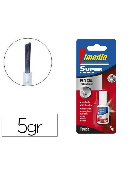 Pegamento imedio super rapido adhesivo instantaneo pincel bote de 5 gr