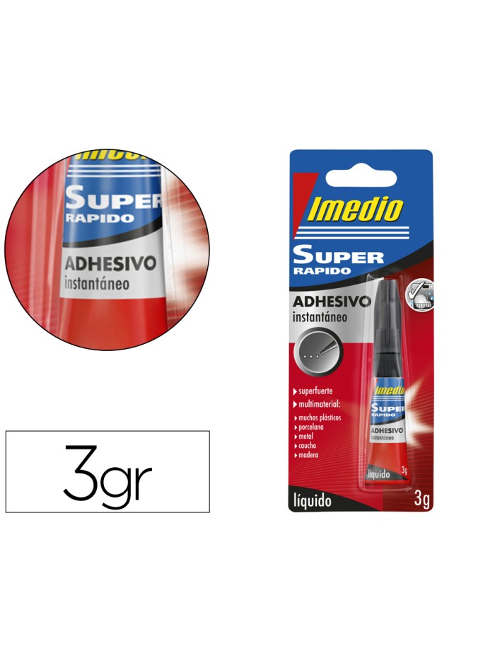 Pegamento imedio super rapido adhesivo instantaneo bote de 3 gr Pegamento imedio super rapido adhesivo instantaneo bote de 3 gr
