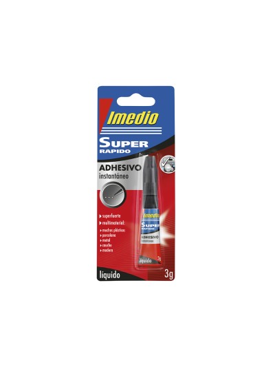 Pegamento imedio super rapido adhesivo instantaneo bote de 3 gr