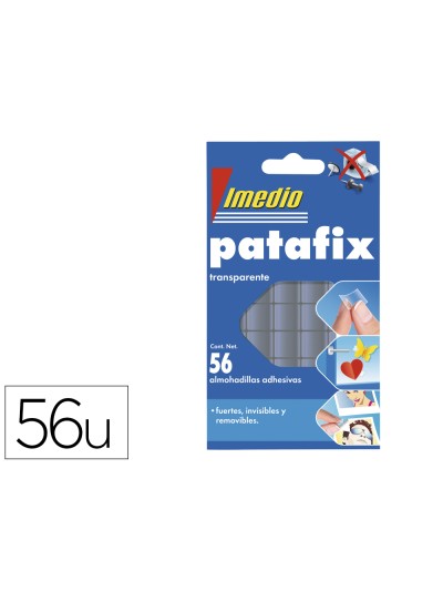 Sujetacosa imedio patafix almohadilla adhesiva transparente removible blister de 56 unidades