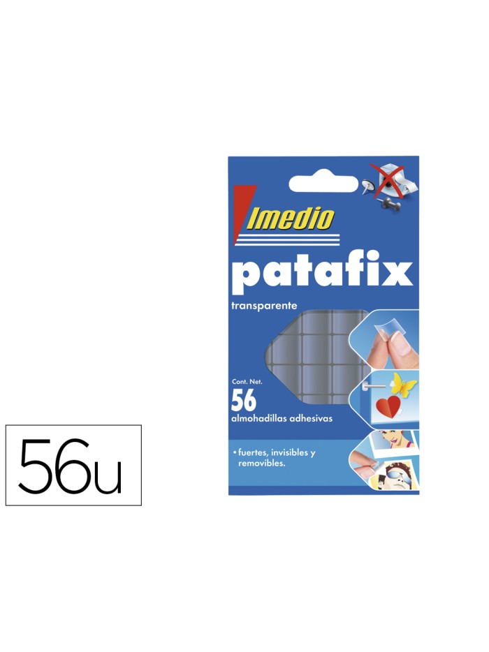 Sujetacosa imedio patafix almohadilla adhesiva transparente removible blister de 56 unidades Sujetacosa imedio patafix almohadilla adhesiva transparente removible blister de 56 unidades