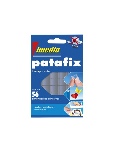 Sujetacosa imedio patafix almohadilla adhesiva transparente removible blister de 56 unidades
