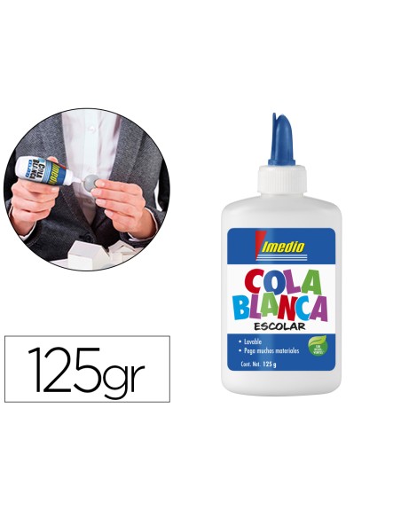 Pegamento cola blanca imedio escolar lavable bote de 125 gr