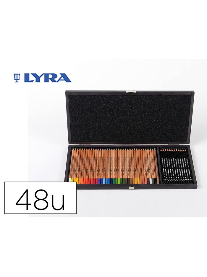 Lapices de colores lyra rembrandt polycolor 36 olores surtidos + 12 lapices de grafito en maletin de madera Lapices de colores lyra rembrandt polycolor 36 olores surtidos + 12 lapices de grafito en maletin de madera