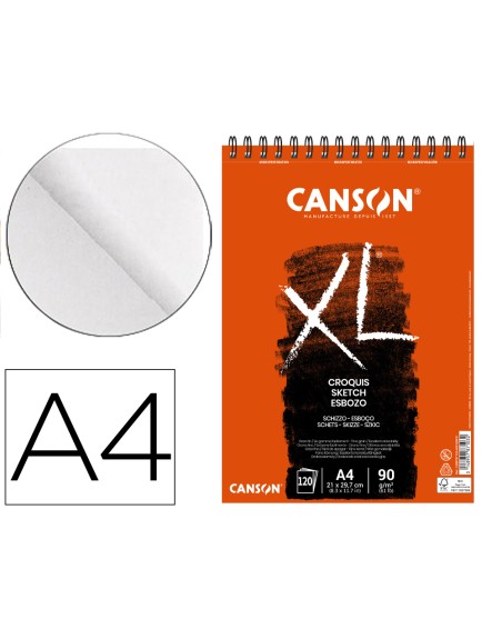 Bloc dibujo croquis din a4 microperforado 21x29,7 cm 120 hojas grano fino 90 gr/m2